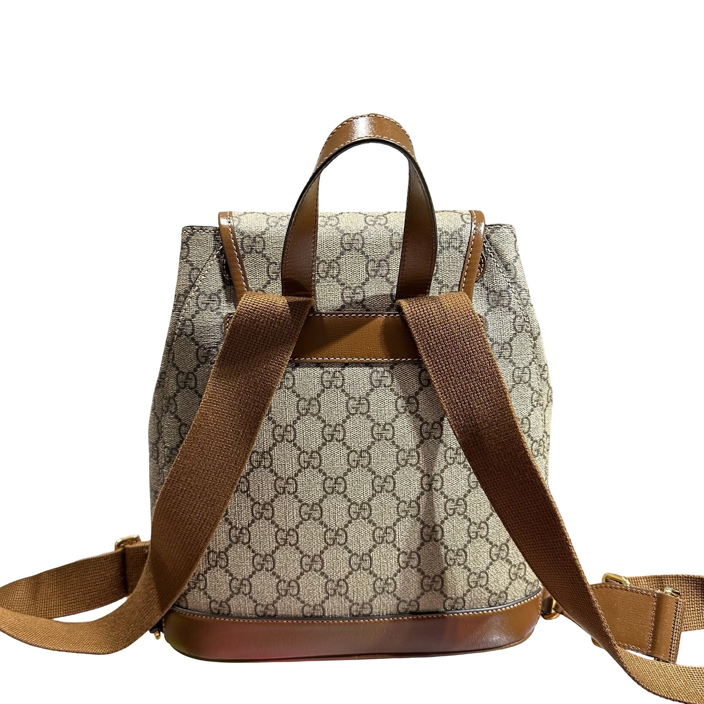 Used Gucci Canvas Gucci Monogram Backpack Backpack Beige Brown GHW
