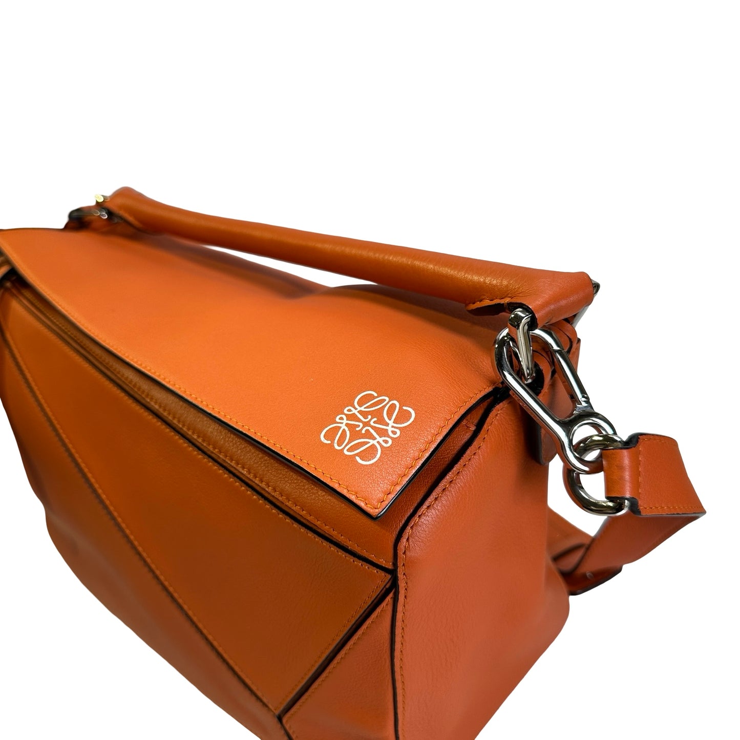 Used LOEWE Leather Puzzle Bag Handbag Orange