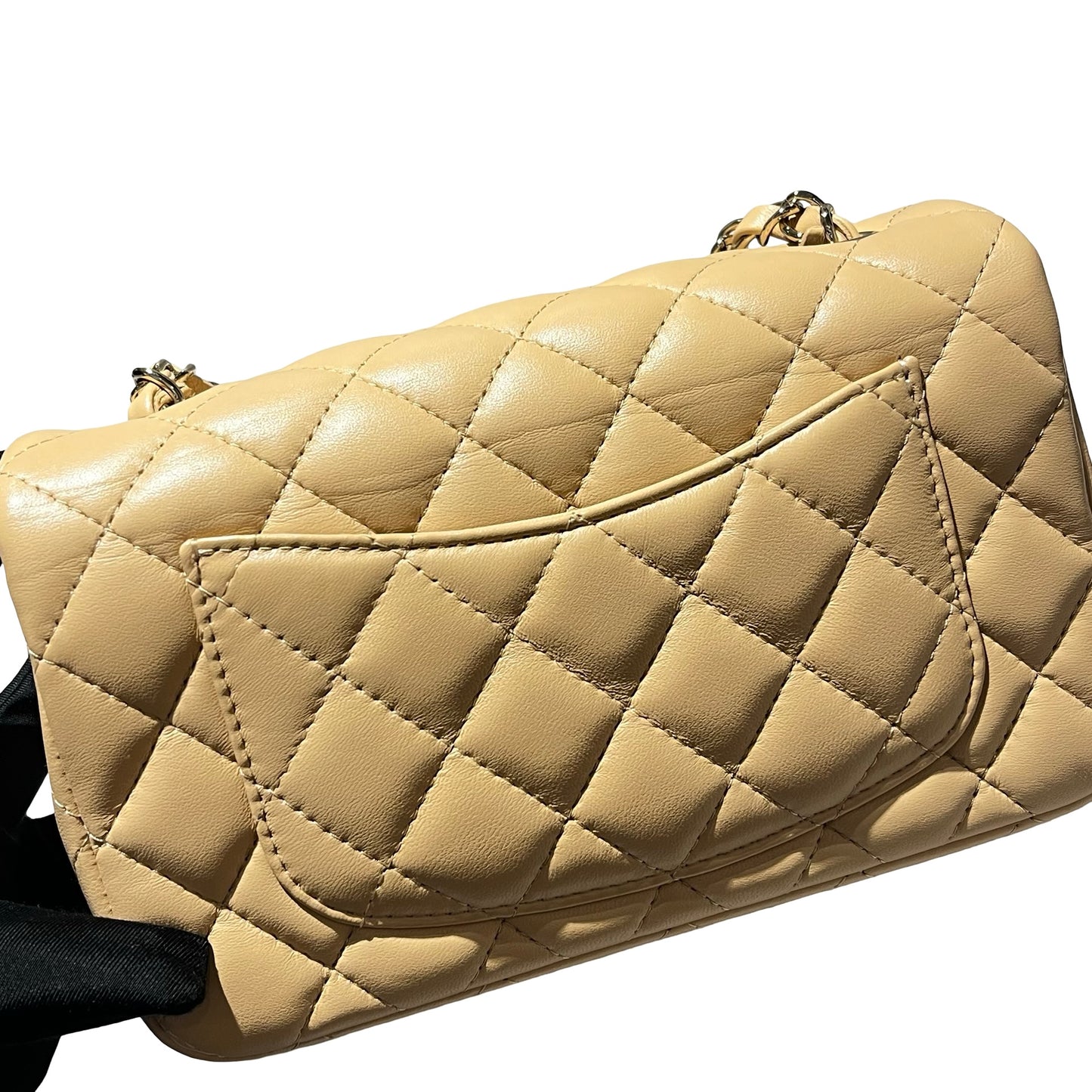 Used CHANEL MINI FLAP 20 CM Mini Bag Beige PHW