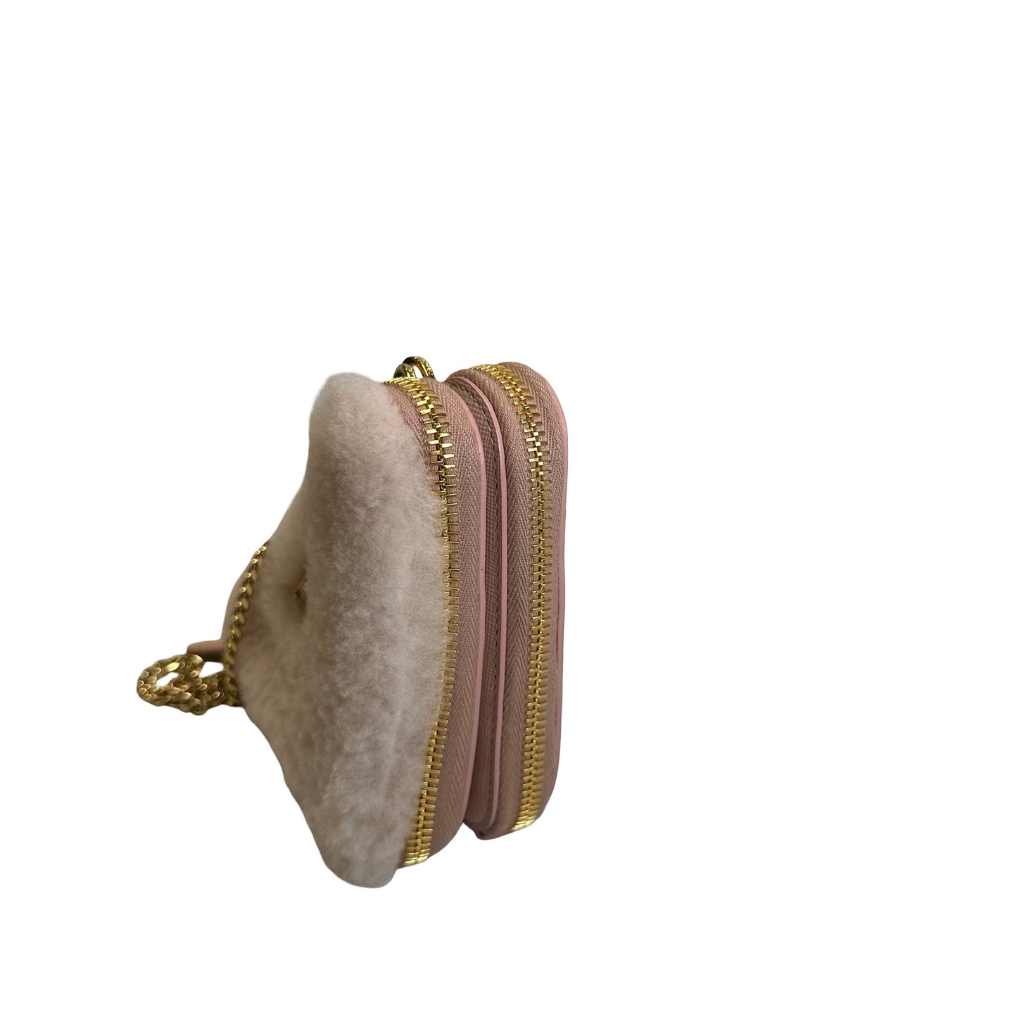 Used PRADA Shearling Triangle Mini Bag Mini Bag Pink GHW
