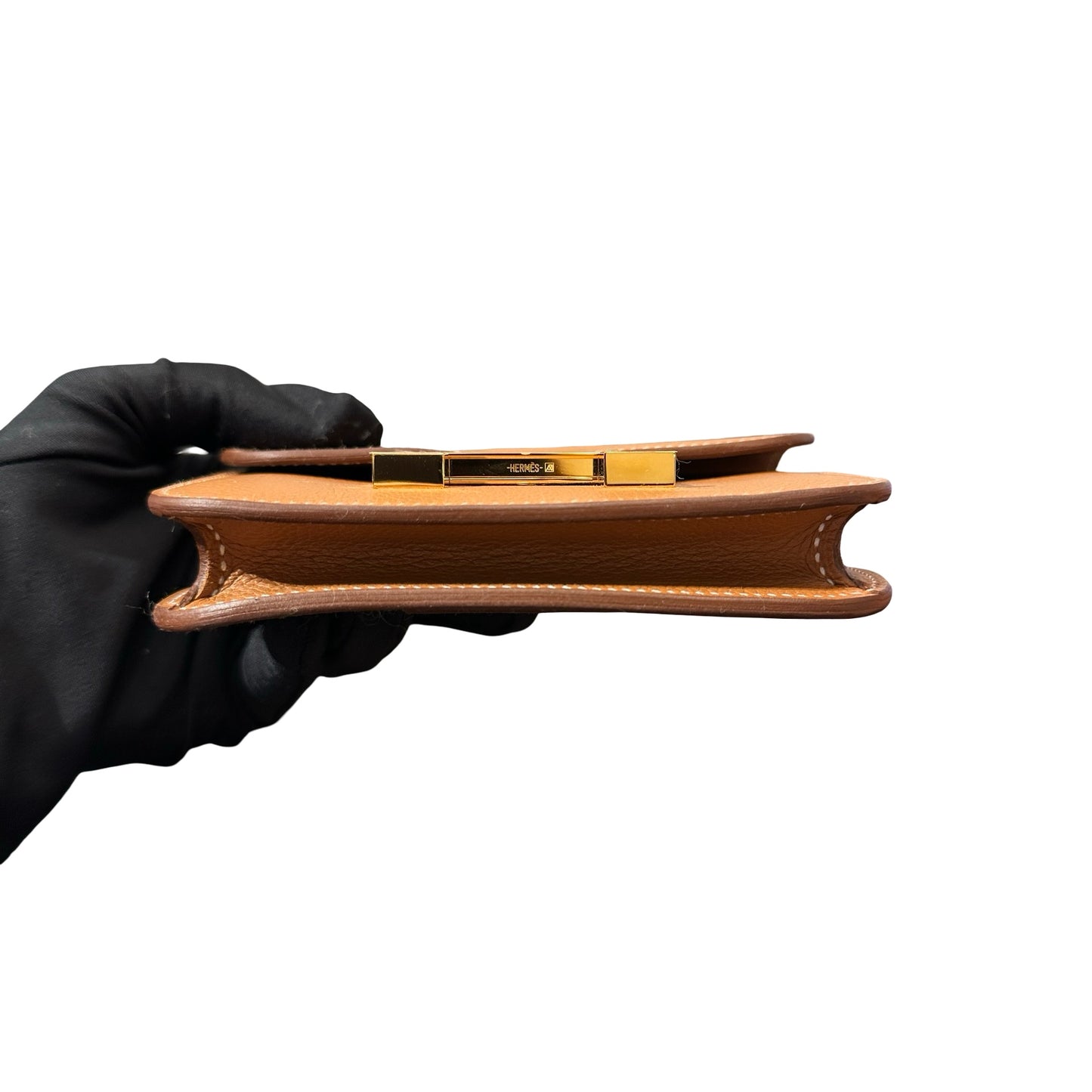 Unused Hermès Calfskin Leather Constance Slim Wallet Gold GHW