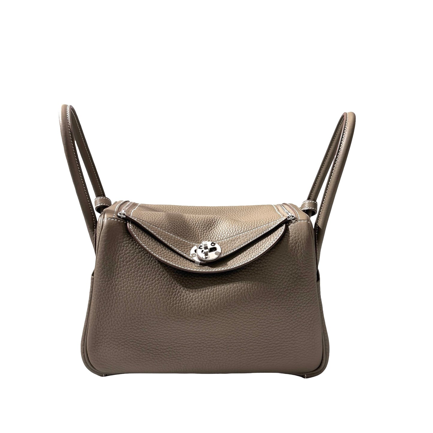 New HERMÈS Clemence leather Lindy 26 Shoulder Bag Etoupe PHW