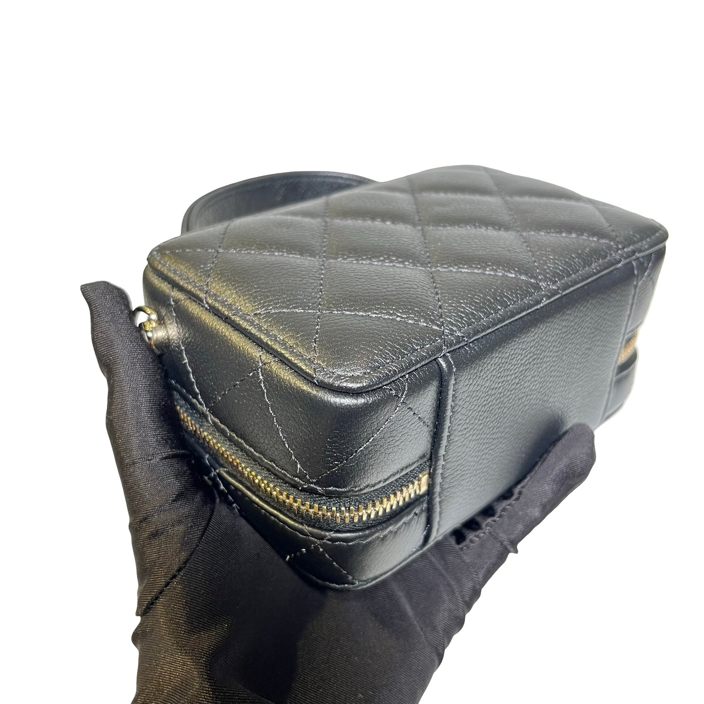Used Chanel Caviar Leather Vanity Case Black PHW