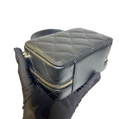 Used Chanel Caviar Leather Vanity Case Black PHW