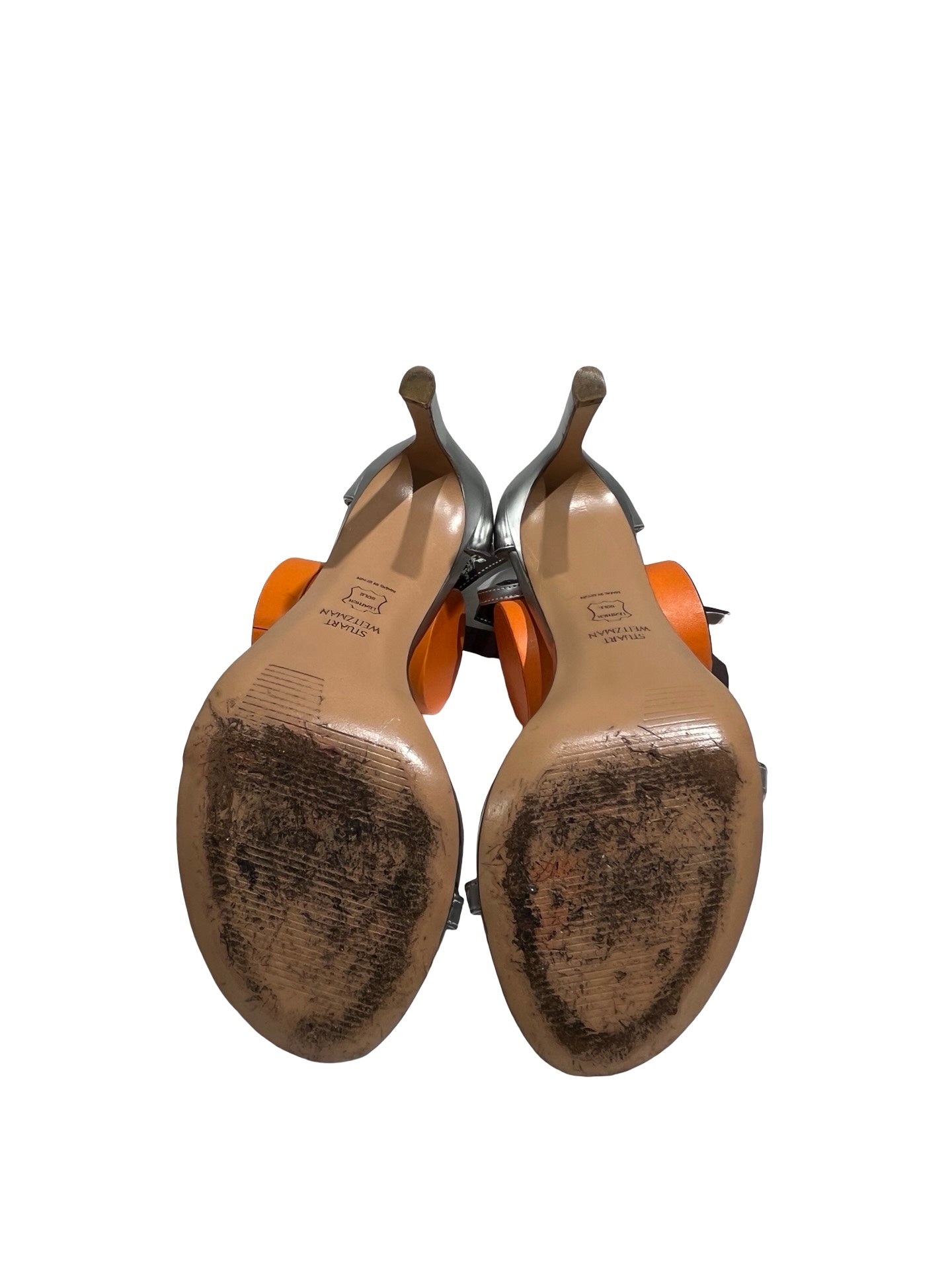 Used STUART WEITZMAN Sandal Heels Shoes Silver