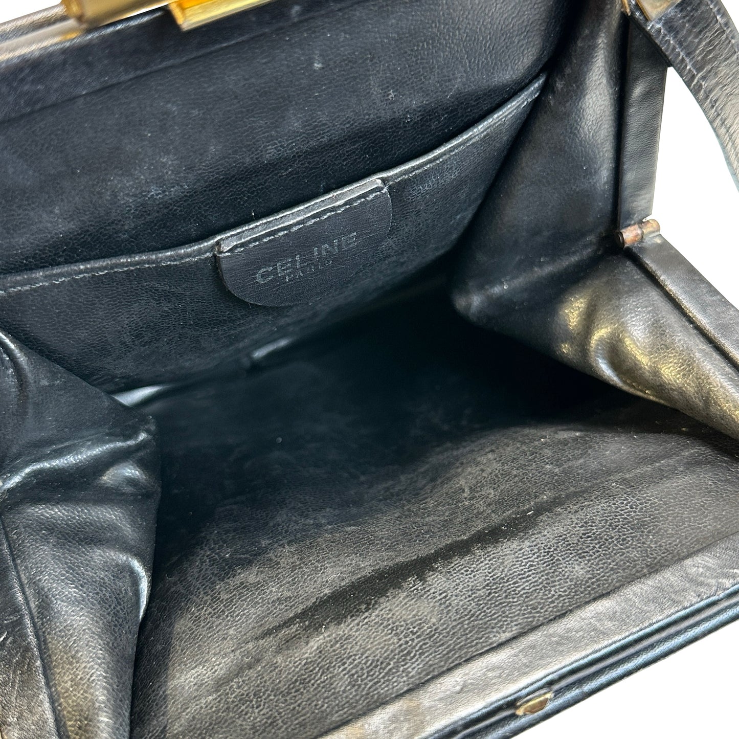 Used CELINE Leather Vintage Cross body bag Cross body bag Black GHW