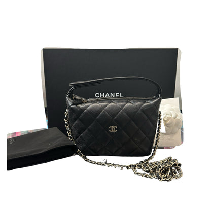Used CHANEL Hobo Bag Black GHW