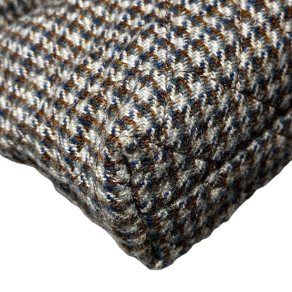 Used CHANEL Houndstooth Tweed Tabatiere Kiss Lock Chain Shoulder Bag Brown Blue Grey GHW