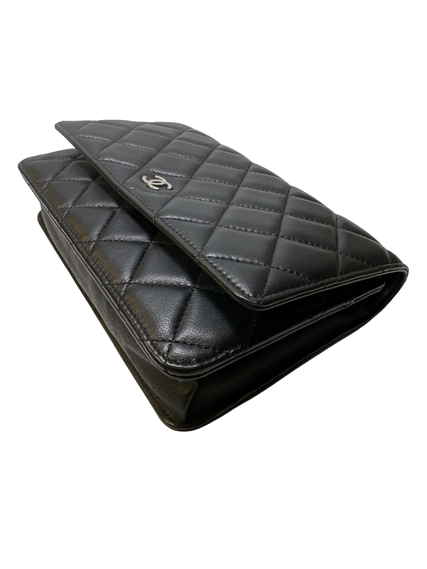 Used CHANEL Lambskin Quilted Classic Wallet on Chain Chain shoulder bag Black PHW