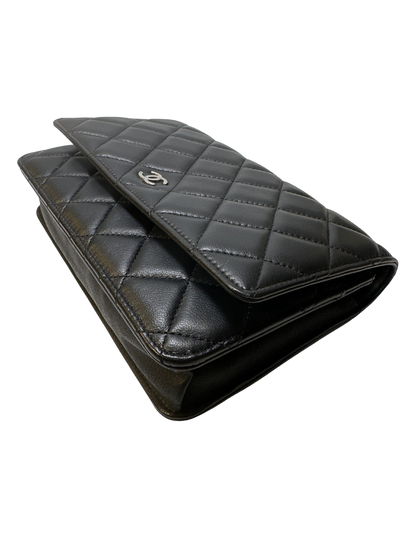 Used CHANEL Lambskin Quilted Classic Wallet on Chain Chain shoulder bag Black PHW