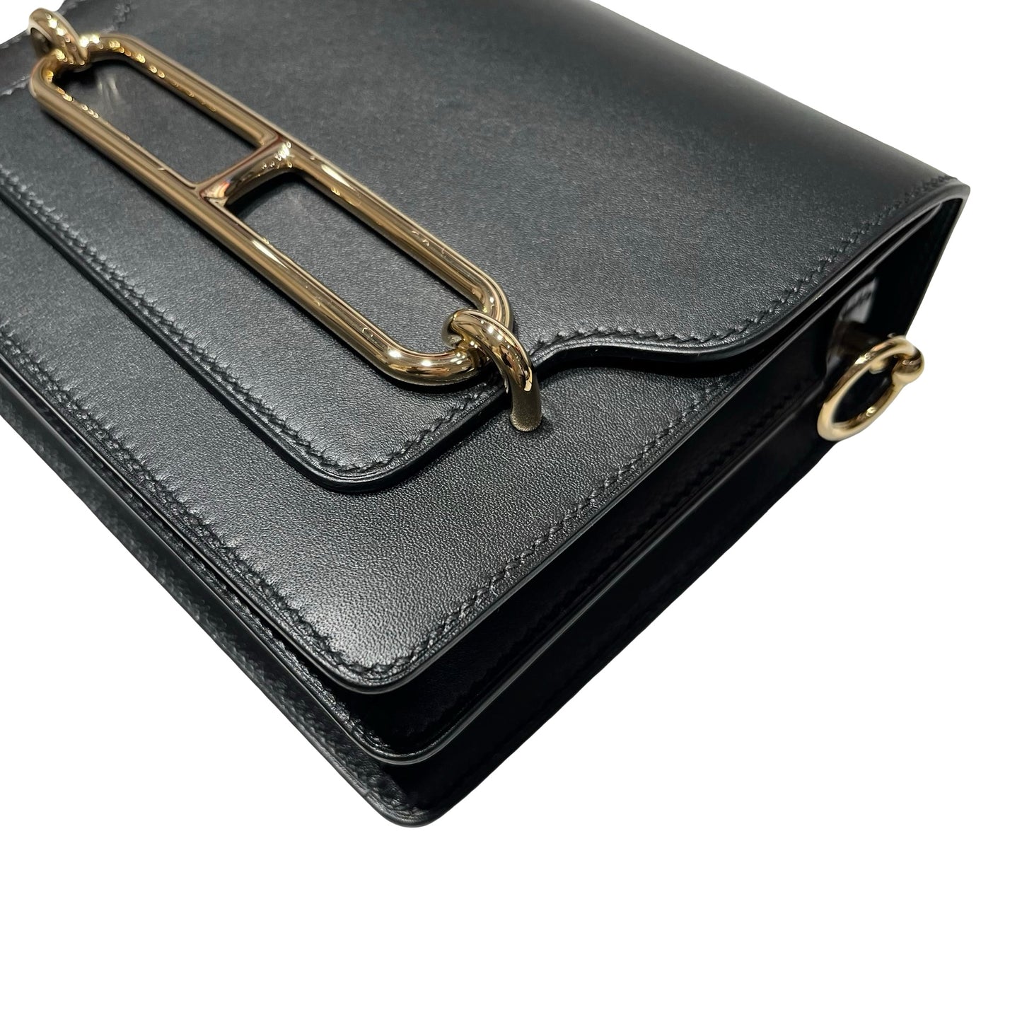 Unused HERMÈS MINI ROULIS Cross Body Bag Black GHW
