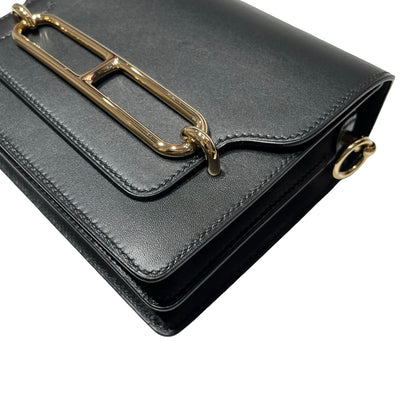 Unused HERMÈS MINI ROULIS Cross Body Bag Black GHW