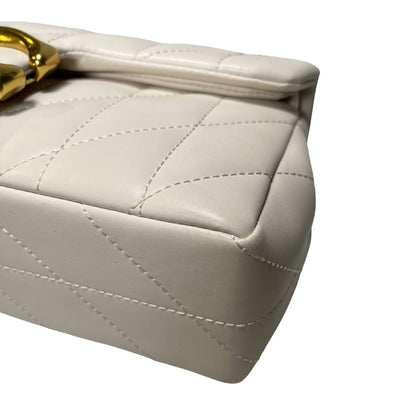 Used COACH Quilted Leather Quilted Tabby Chain Shoulder Bag White GHW