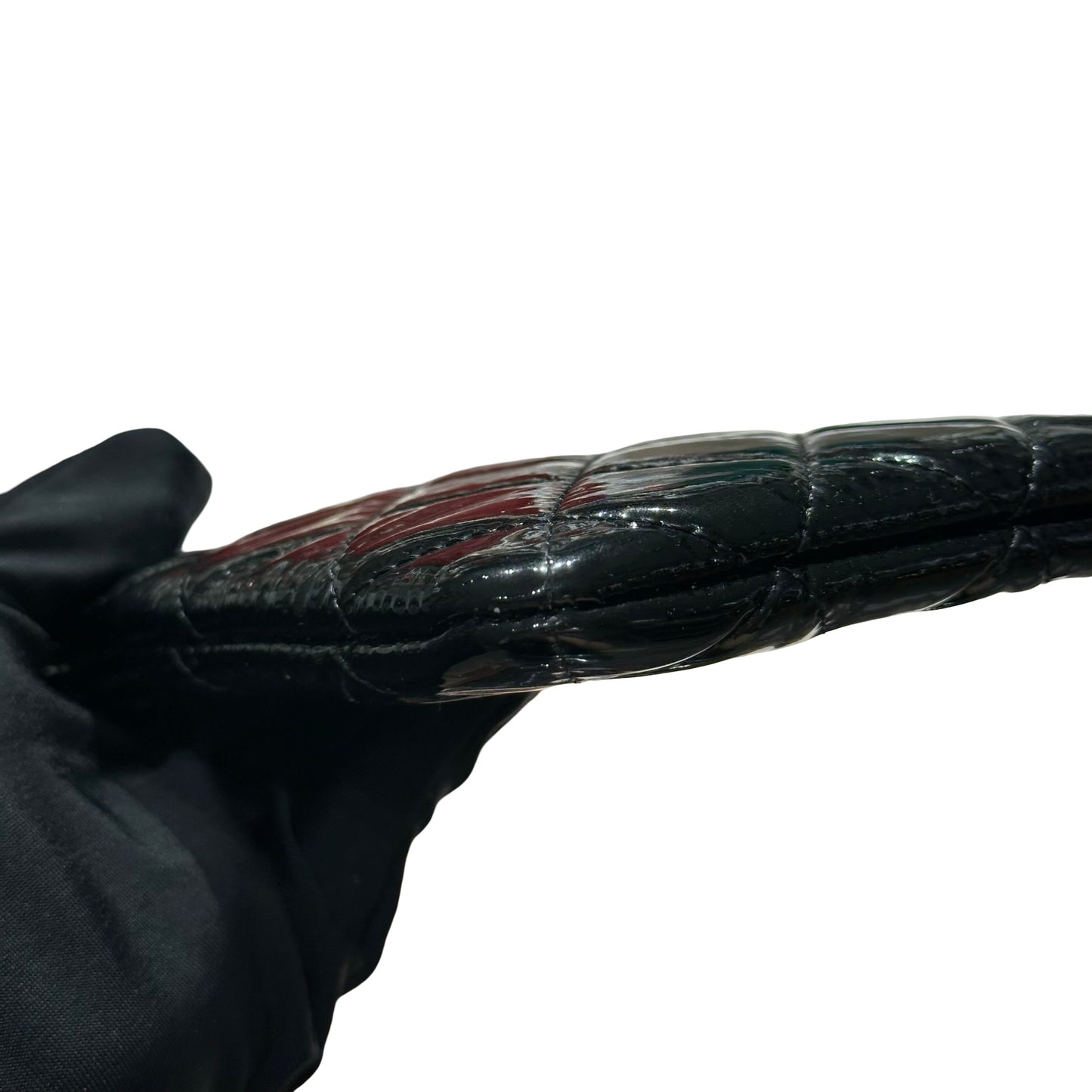 Used CHANEL Patent Leather Clutch Black PHW