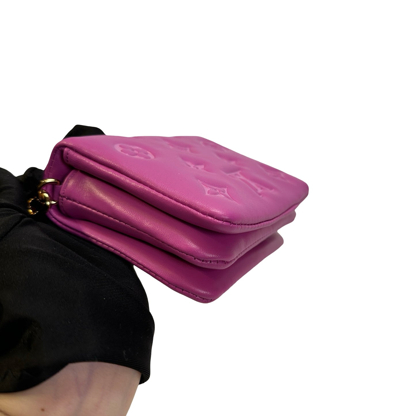 Used LOUIS VUITTON Monogram Embossed Lambskin Coussin Mini Bag Purple， GHW