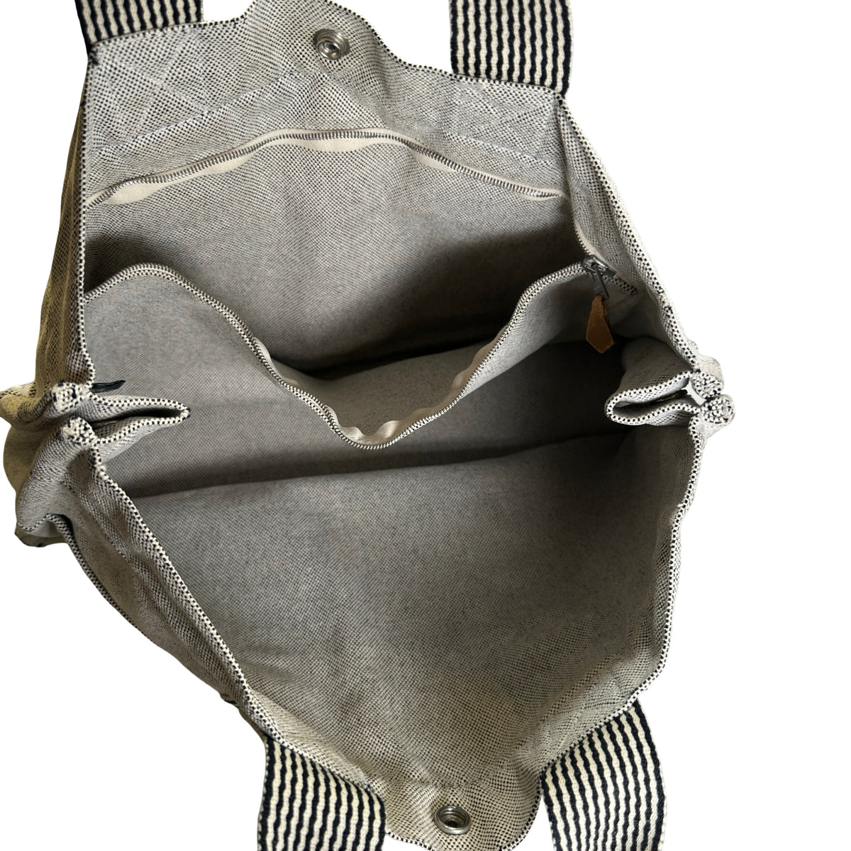 Used HERMES Canvas Fourre Tout Tote Bag Grey Black