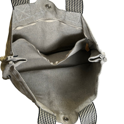 Used HERMES Canvas Fourre Tout Tote Bag Grey Black