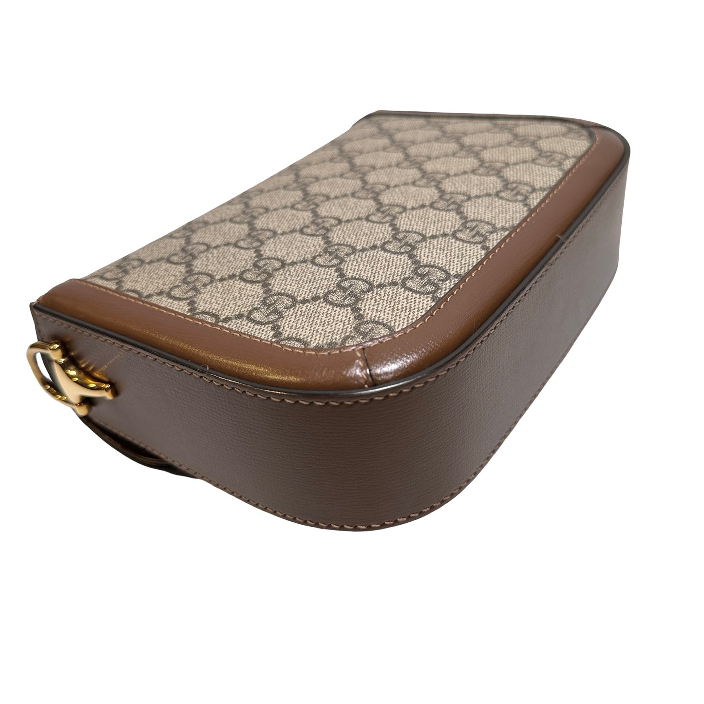 Used GUCCI GG CANVAS PVC Horsebit 1955 mini shoulder Shoulder Bag Brown GHW