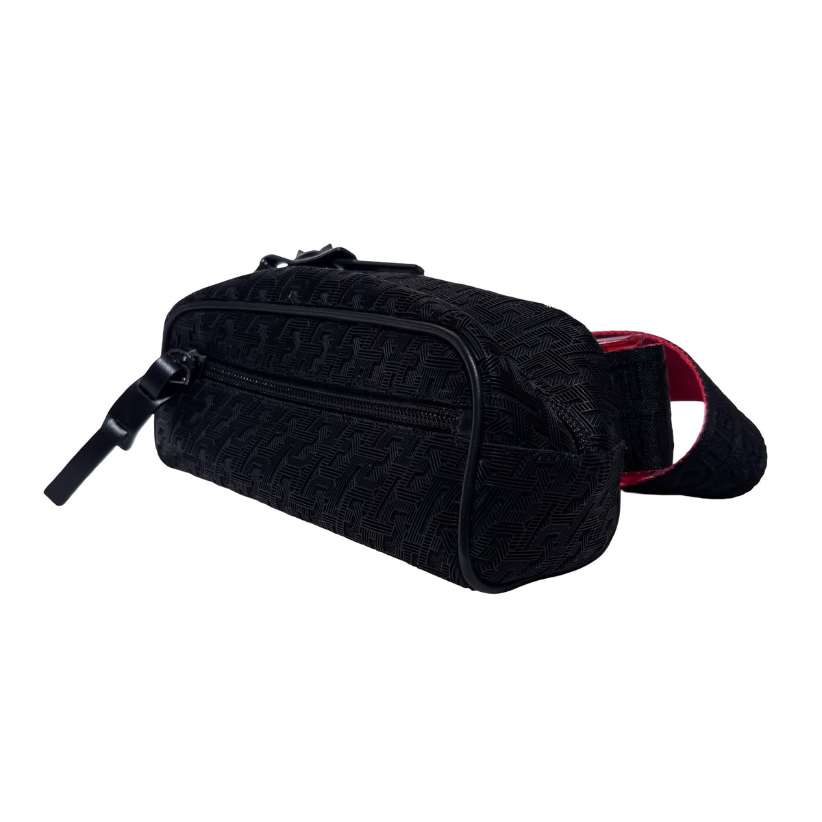 Used CHRISTIAN LOUBOUTIN Logo Textured ParisNYC Belt bag Black Red Silver