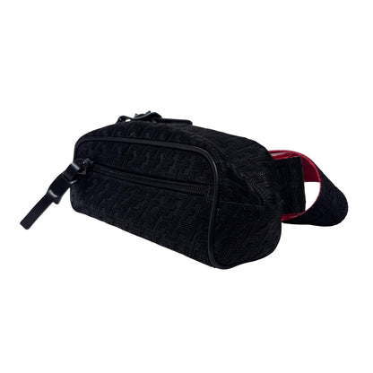 Used CHRISTIAN LOUBOUTIN Logo Textured ParisNYC Belt bag Black Red Silver