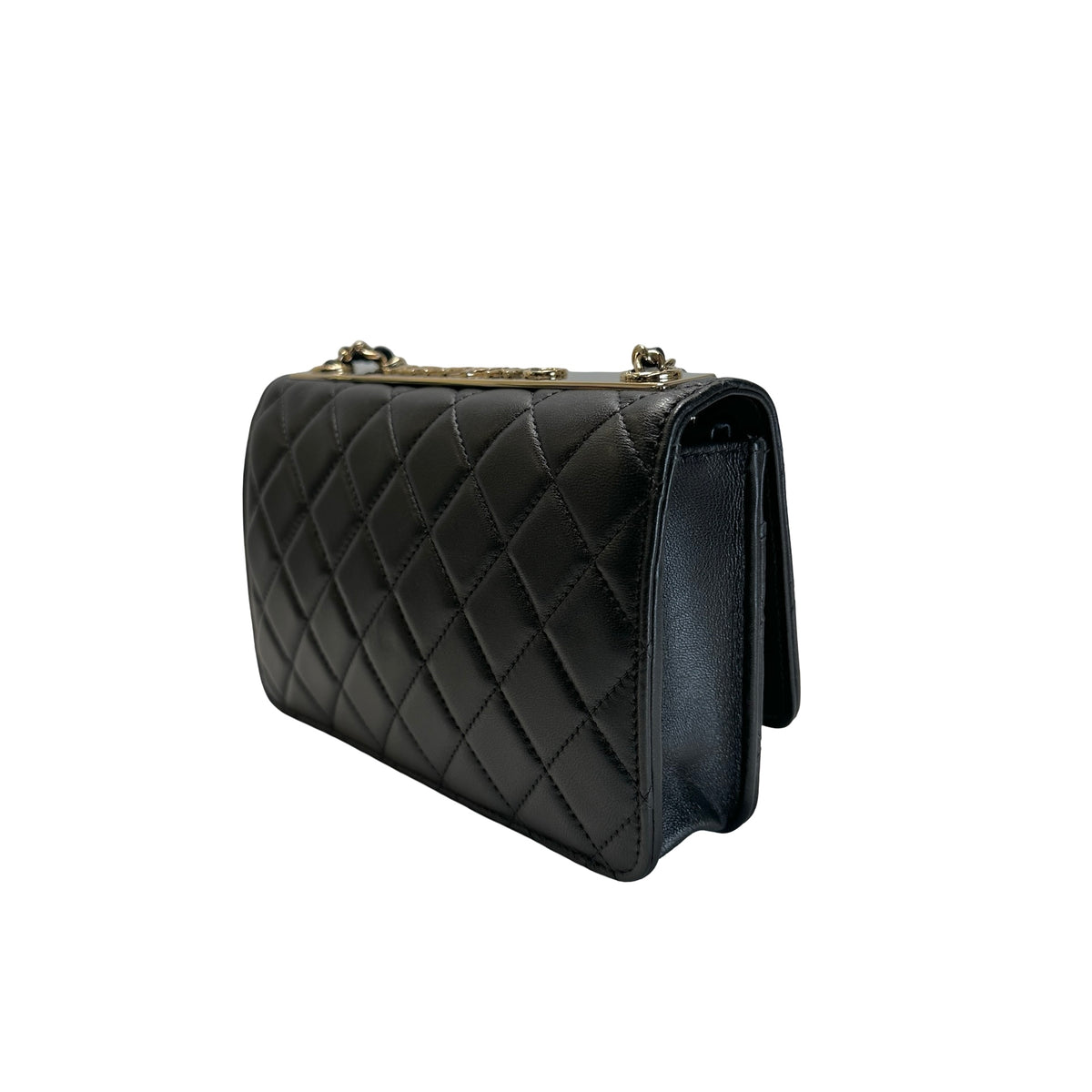 Used CHANEL Quilted Lambskin Wallet on chain Wallet on chain Black Gold
