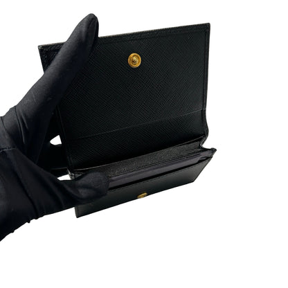 Used PRADA Saffiano leather Wallet GHW Black