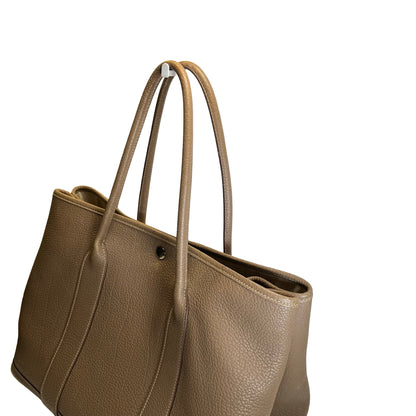 Used HERMES Negonda Leather Garden Party Tote Bag Etoupe