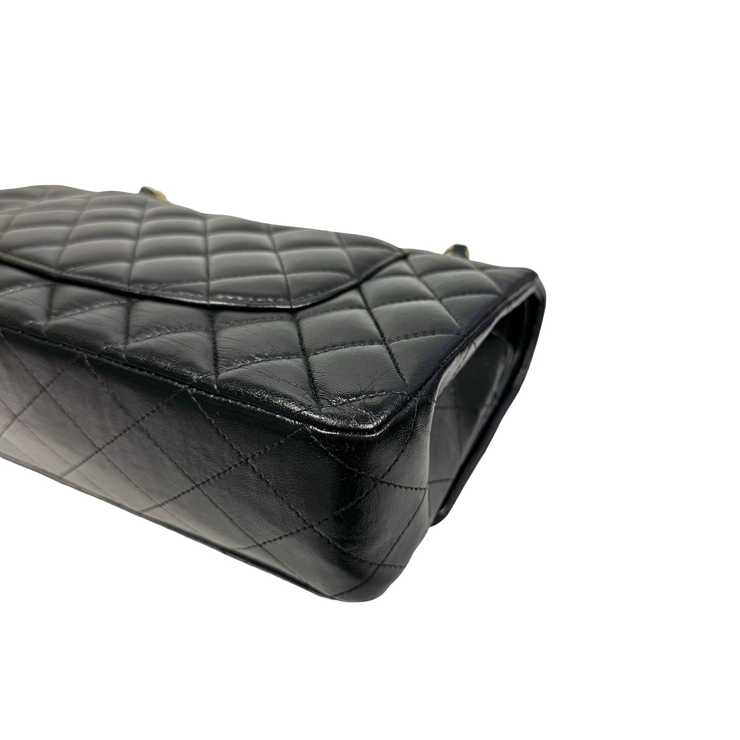 Used Chanel Calfskin Leather CF 25 Shoulder Bag Black GHW