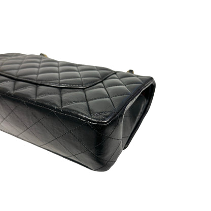 Used Chanel Calfskin Leather CF 25 Shoulder Bag Black GHW
