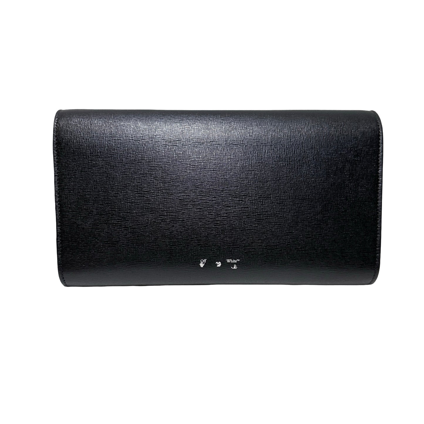 Used OFF WHITE Leather Chain-strap binder wallet Wallet Black White PHW