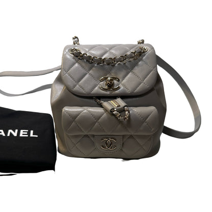 Used CHANEL Duma small Backpack (Rucksack) Grey GHW