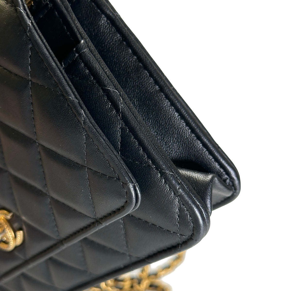 Used CHANEL Quilted Leather Wallet on Chain Wallet on chain Black Gold