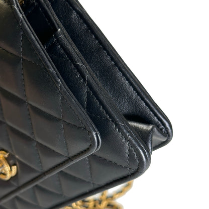 Used CHANEL Quilted Leather Wallet on Chain Wallet on chain Black Gold