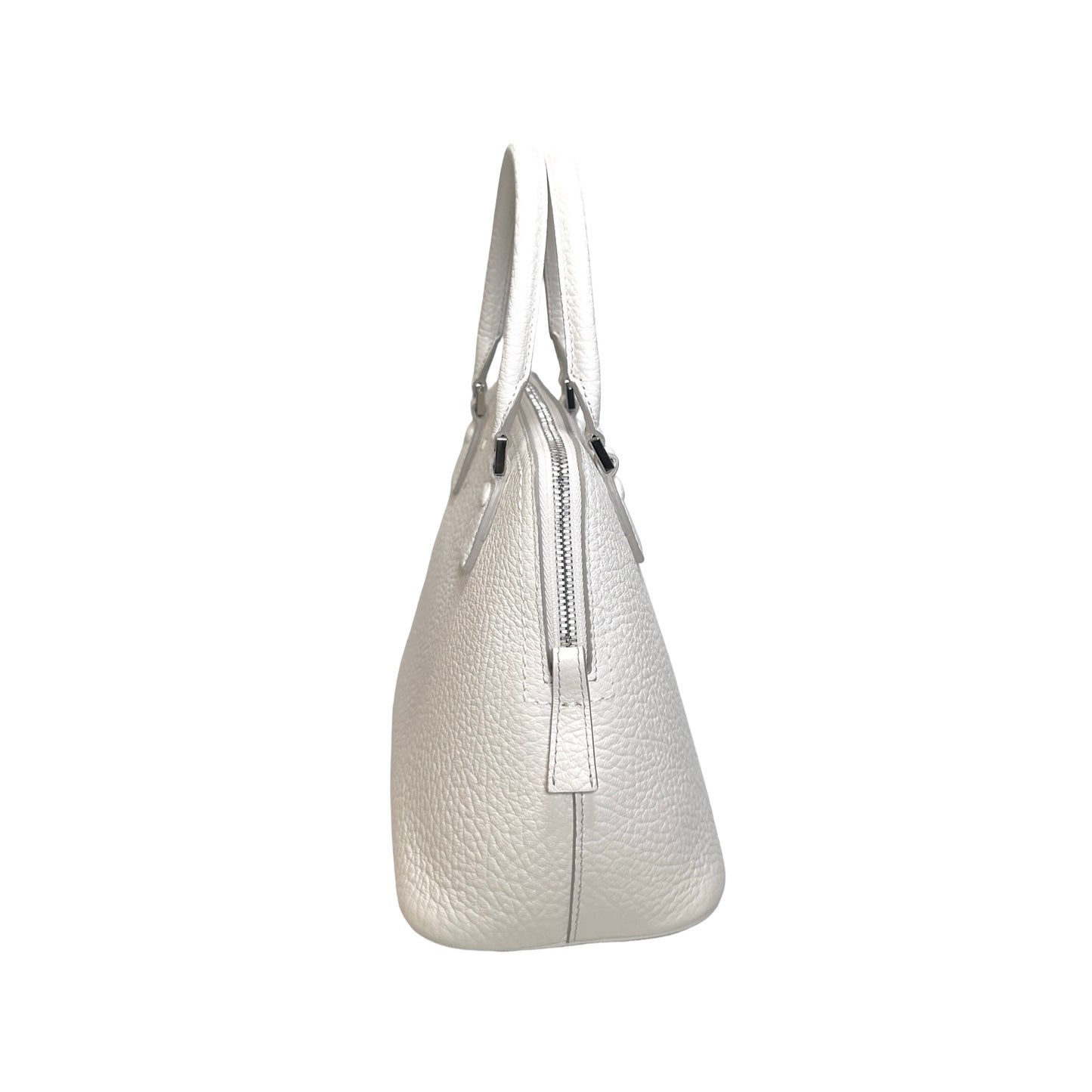 Used MAISON MARGIELA Textured Leather 5AC Classique Mini Bag Handbag White PHW