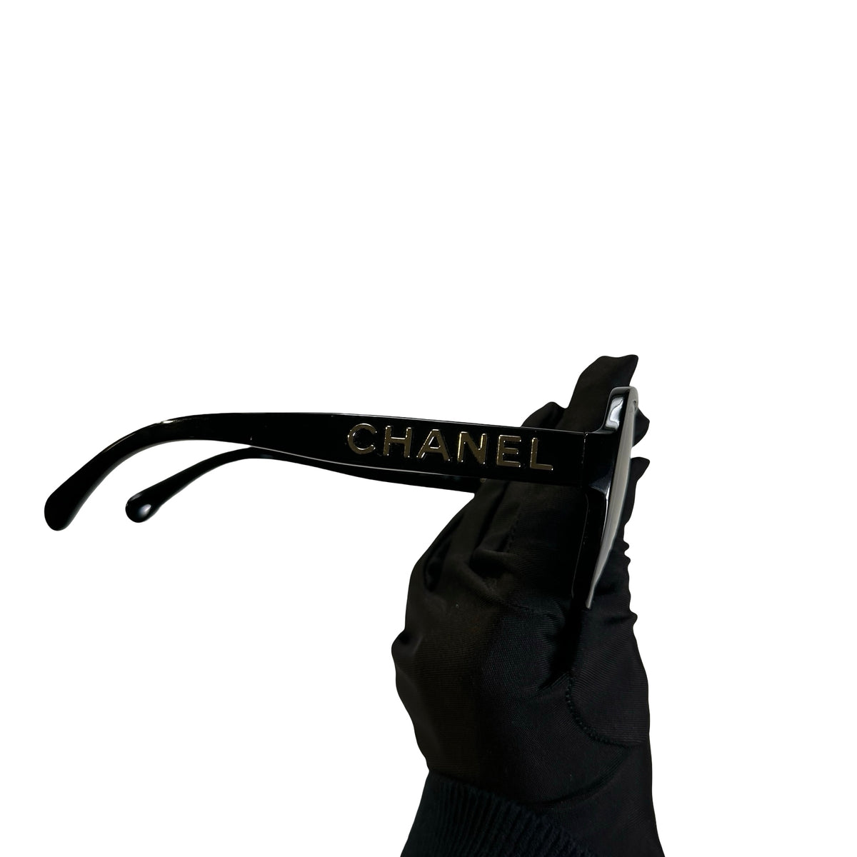 Used CHANEL Solid Square Sunglasses SUNGLASSESS Black Silver