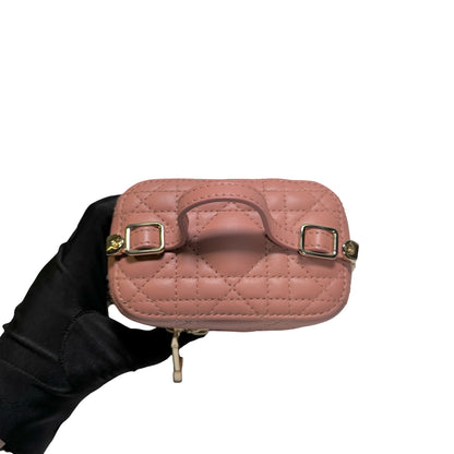 Used DIOR Lambskin Leather Vanity bag Vanity case Pink