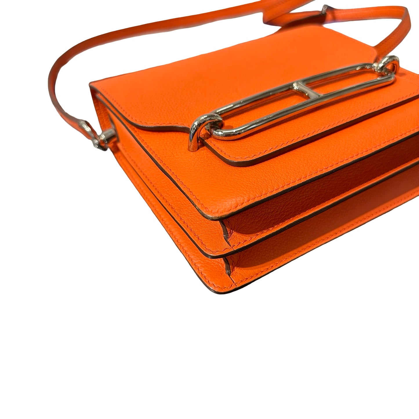 Used Hermès Evercolour MINI ROULIS Shoulder Bag Orange PHW