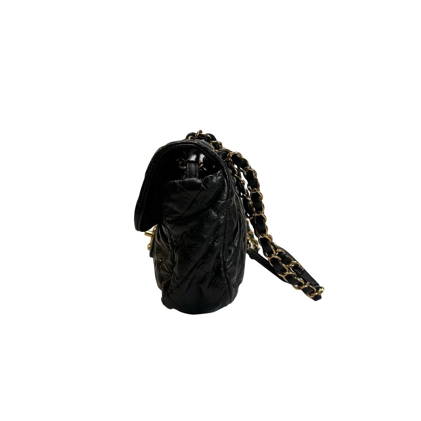 Used CHANEL Quilted Leather Quilted Bag Chain Shoulder Bag Black