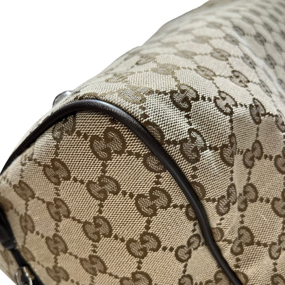 Used GUCCI GG CANVAS Medium Duffle Duffel Bag Brown
