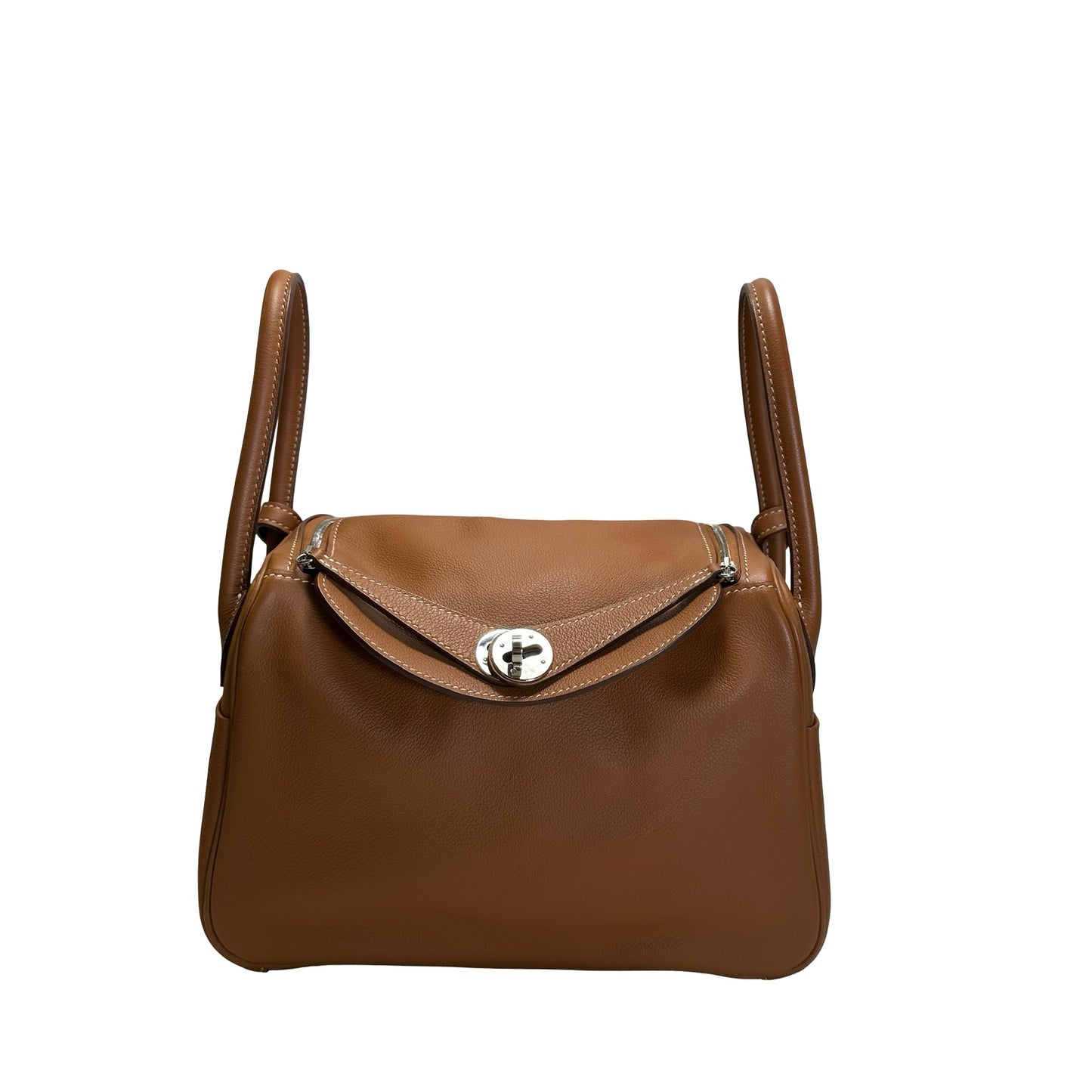 Used HERMES Leather Solid color Lindy 26 Handbag Gold PHW