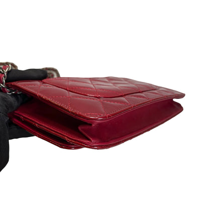 Used CHANEL Quilted Patent Leather 2.55 WOC Handbag Red