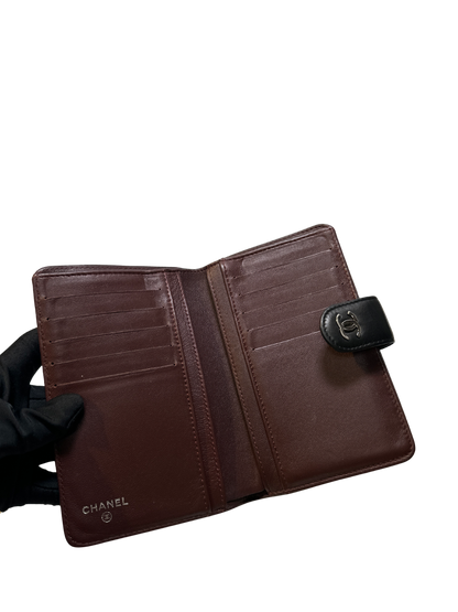 CHANEL Matelasse Lambskin Matelasse Long Wallet Black