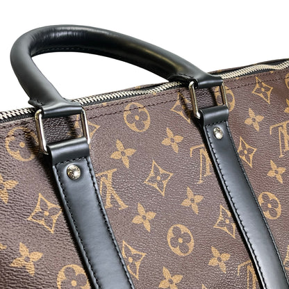 Used LOUIS VUITTON Monogram Macassar Keepall Bandouliere Travel Bag Brown Black