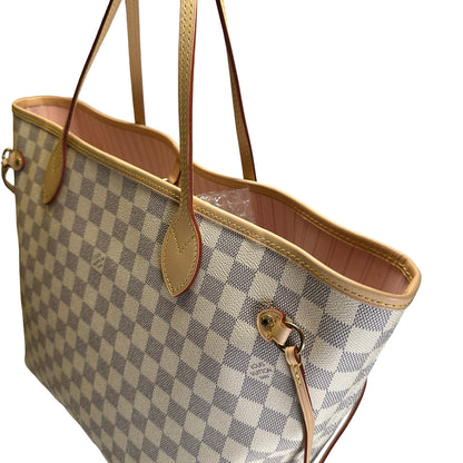 Brand New LOUIS VUITTON Damier Azur Neverfull Tote Bag White Blue