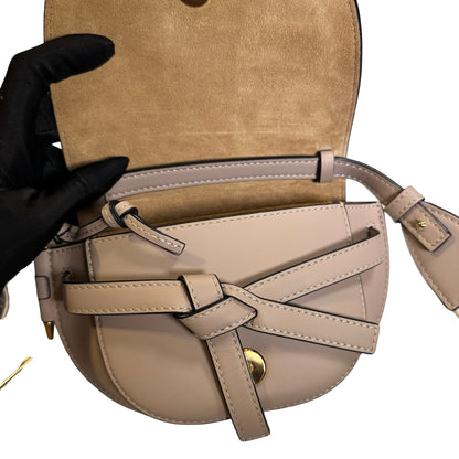 Used LOEWE Calfskin Gate Dual Crossbody Bag Taupe