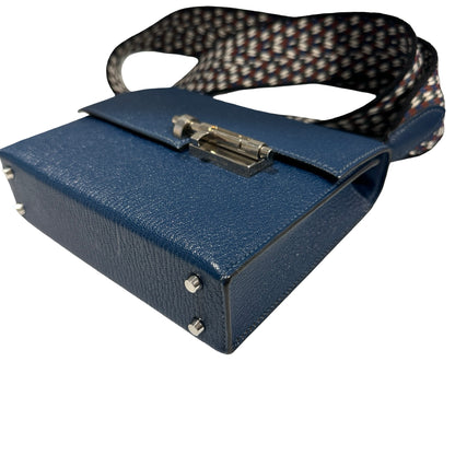 Used HERMES Chevre Mini Verrou Crossbody Bag 73 Bleu Salhir PHW