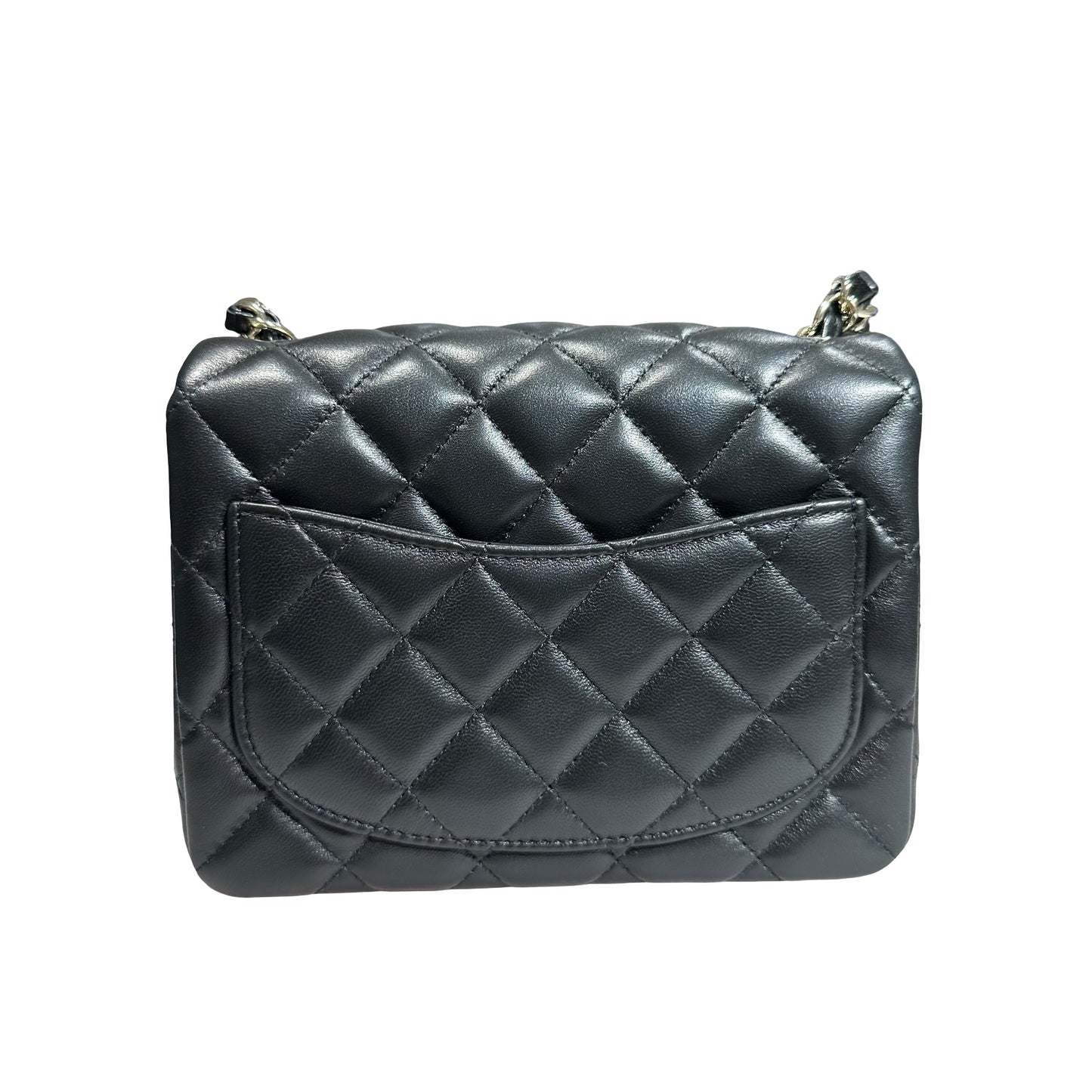 New Chanel Lambskin Leather Mini flap 17cm Cross Body Bag Black GHW