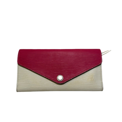 Used LOUIS VUITTON Epi Leather Portefeuille Sarah Long wallet Pink White