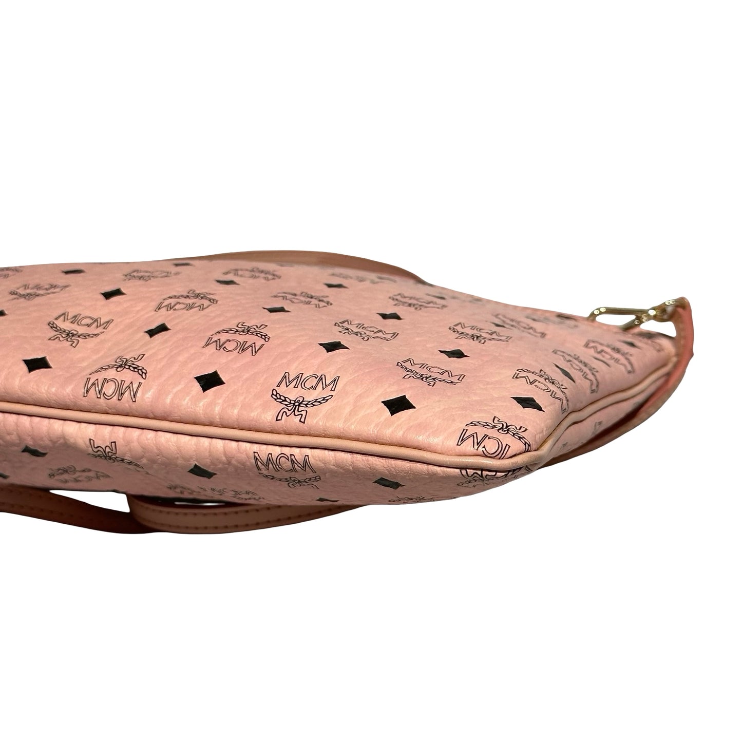 Used MCM Calfskin Leather Cross Body Bag Pink