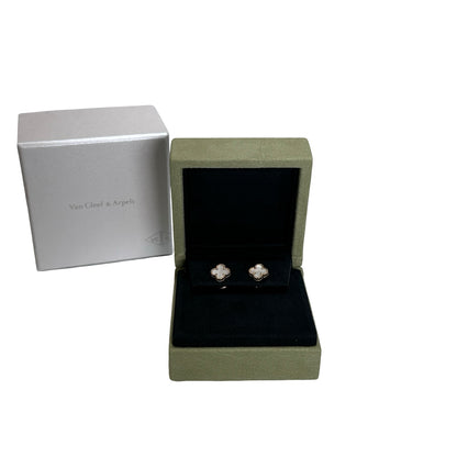 Used VAN CLEEF & ARPELS Mother of Pearl 18K Yellow Gold Vintage Alhambra Earrings White Gold